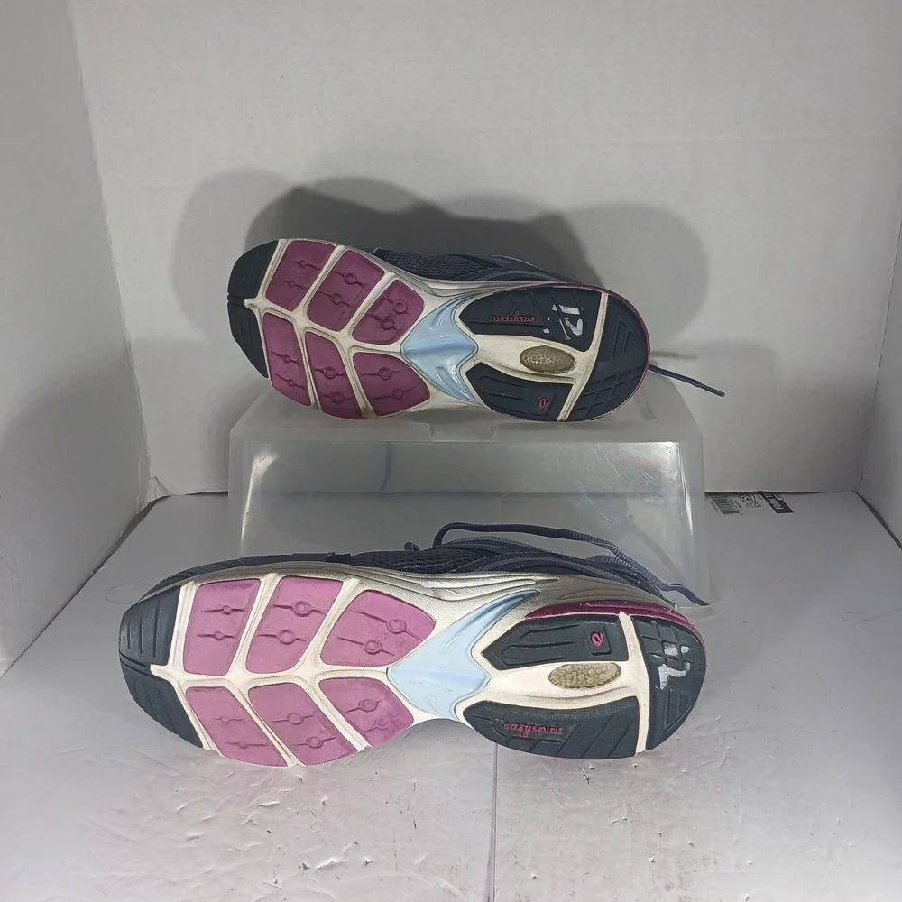 Easy Spirit Sezamper Walking Sneakers 10W Blue Pink Mesh Leather Athletic Shoes